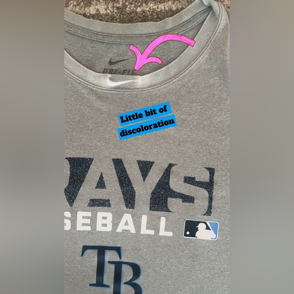 Tampa Bay Devil Rays T-Shirt Men's 2XL Gray Nike Athletic MLB Sports Dri-Fit GUC - Picture 3 of 17
